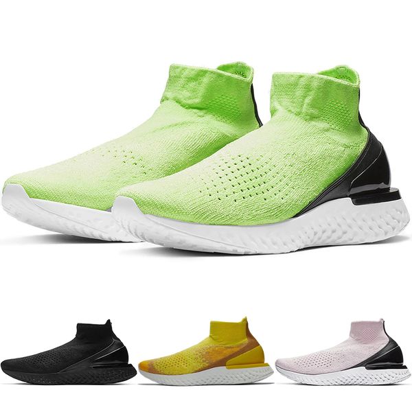 

New Rise React Knitting Sock Breathable Running Shoes Thunder Grey Triple Black Mens Trainers Sports Sneakers Women Pink Foam Walking shoes