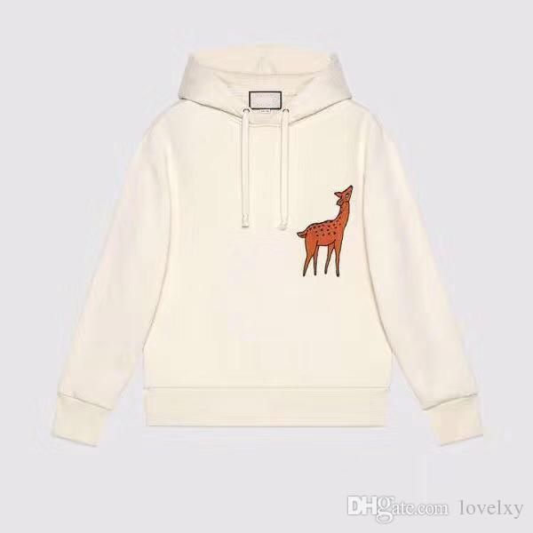 

men's and women's hoodies cotton loose hoodie deer embroidery brand autumn and winter coat 2019 new european and american sweater, Black