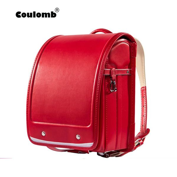 

coulomb kid orthopedic school bag children backpack for girl and boys students bookbags japan pu japanese randoseru backpack y190601