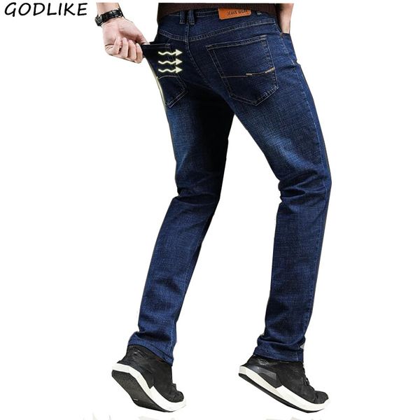 

2020 new men's classic straight black blue jeans fashion business casual elastic trousers mens brand pants plus size 40 38