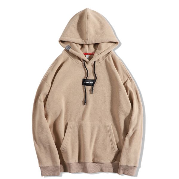 

mens new casual long sleeve hoodies winter thick warm plush pullover sweatshirts loose male streetwear clothing, Black