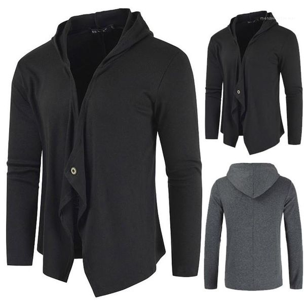 

длинные рукава куртки мужской моды стиль одежды mens нерегулярные вязать кардиган slim fit с капюшоном solid color, Black;brown