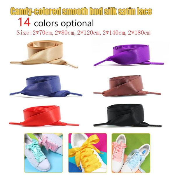 

1pair 2cm wide satin silk ribbon shoelaces 70cm/80cm/120cm/140cm/180cm flat satin ribbon children kids shoelaces shoe laces, Black;brown