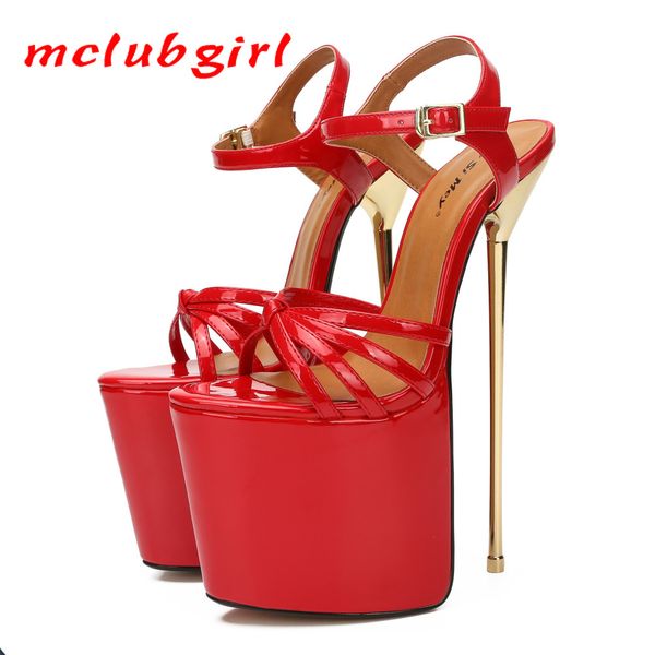 

mclubgirl women party platfrom pumps pseudo-girl cross-dressing 22 cm metal heels fashion women's sandals zqj, Black