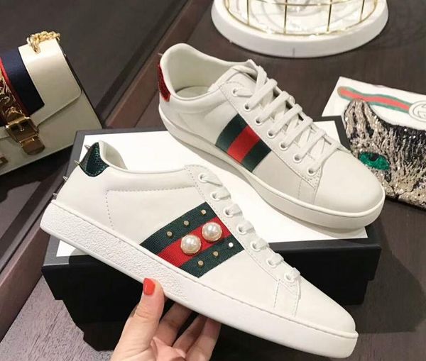 

2019 Дизайн Роскошные G Мужчины Женщины Кроссовки Мокасины Моды Ace Дизайнеры Вышивк