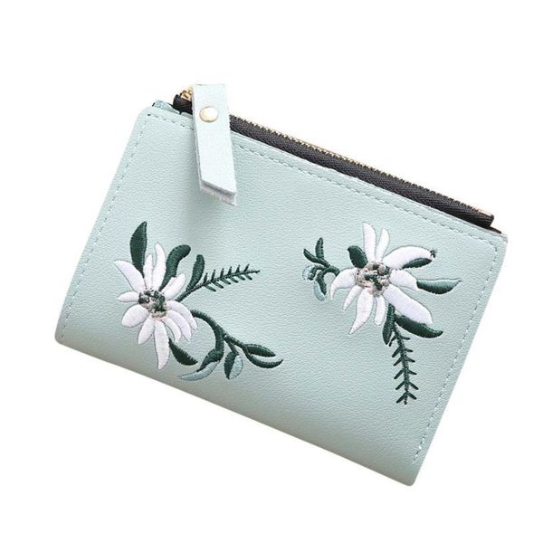 

naivety embroidery short wallet pu leather wallets female floral hasp coin purse zipper bag card holders 30s71205 drop shipping, Red;black