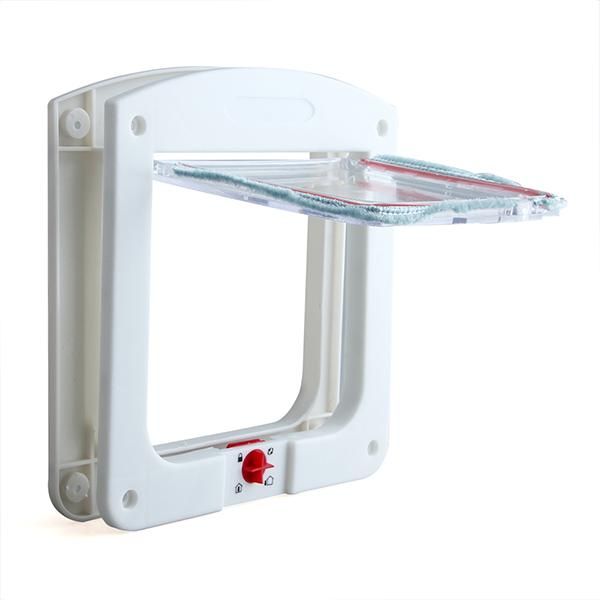

cat gate gateway safe 4-way lockable pet cat / small dog door large locking flap new frame screen pet product supply white