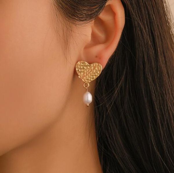 

temperament pearl heart exquisite minimalist earrings trendy women rhinestone brincos earrings bijoux jewelry gift e5569, Silver