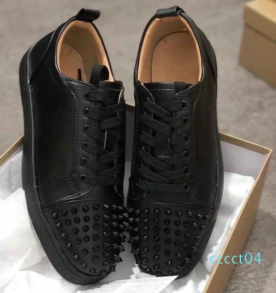 

luxury sneaker studded spikes men trainers red bottom grey new designer brand flats 100% genuine leather for us 5-12 zone ct4, Black