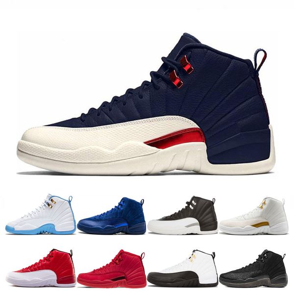 

2019 XII 12 Mens Basketball Shoes College Navy Playoff The Master taxi 12s Designer Flu Game o-black white Vachetta Sport Sneakers Trainers
