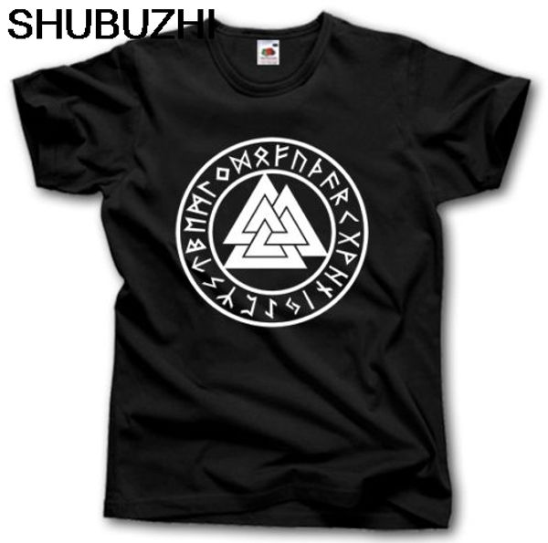 

norse viking pagan valknut rune circle tshirt s-5xl viking thor sybol valhalla t shirt fashion classic unique, White;black