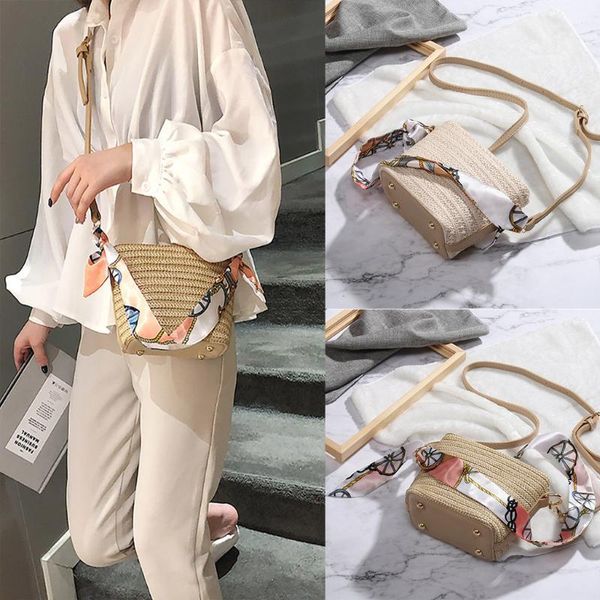 

handbag women new wild straw fashion summer style wild beach bag messenger woven scarf bag shoulder