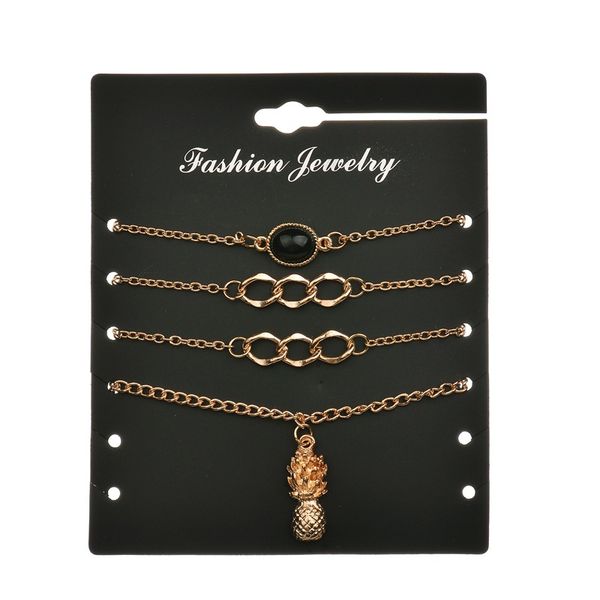 

ретро позолоченный ананас четырехсекционный браслет ножной браслет двойного назначения костюм личность творческий браслет браслеты установит, Black