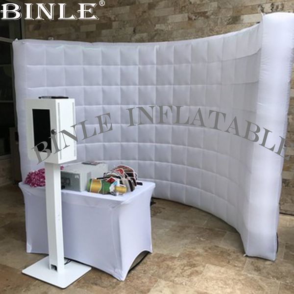 

portable 3m inflatable led p booth wall curved stage office backdrop for sale