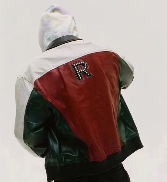 

18ss studded arc box logo leatjer jacket motorcycle clothing pu leather fashion men women couple coat street outwear hflsjk239, Black