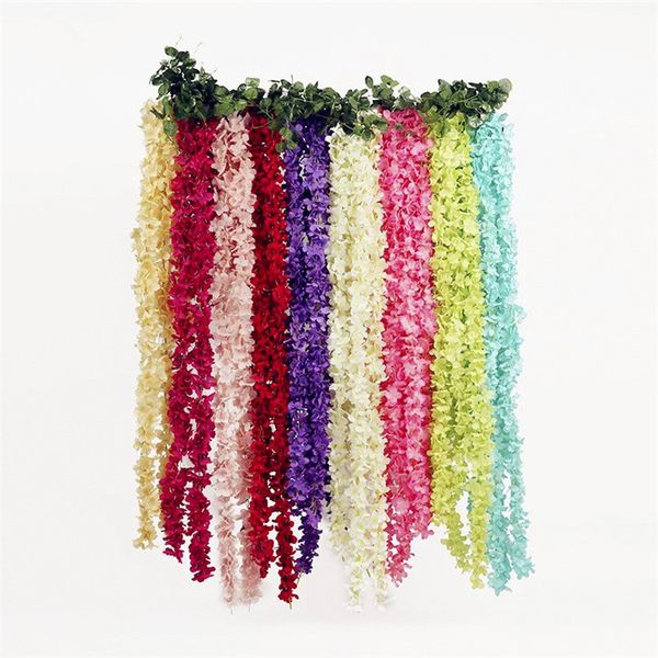 

200cm elegant artificial hydangea ilk flower wi teria vine rattan for wedding centerpiece decoration bouquet garland home ornament