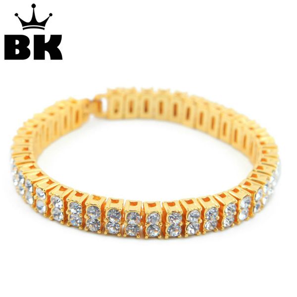 

2 row crystal iced out men lady bling tennis lovely hiphop bracelet 8 " punk bracelet, Black