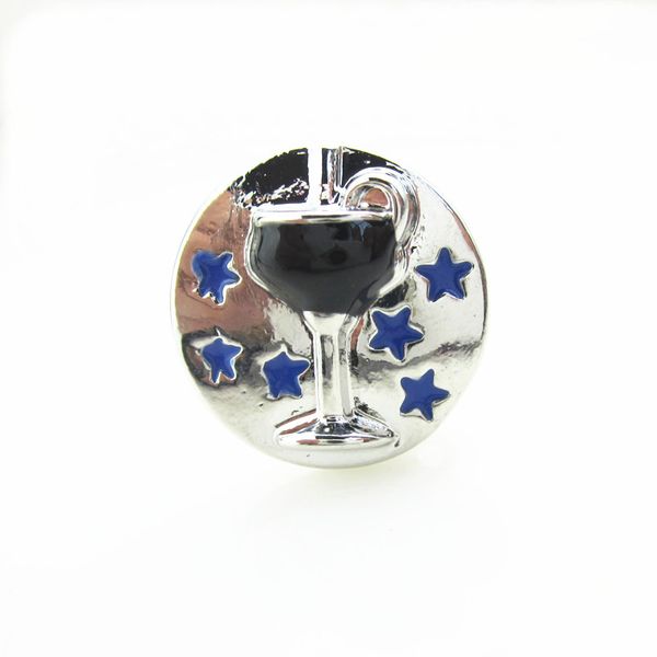 

10pcs/lot enamel wine glass ginger snap buttons diy 18mm snap pendant bracelet snaps jewelry charms, Black