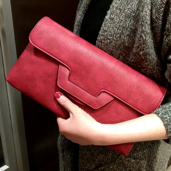 

korean style clutch bag pu leather solid color big clutches purse women party envelope bags female shoulder crossbody messenger