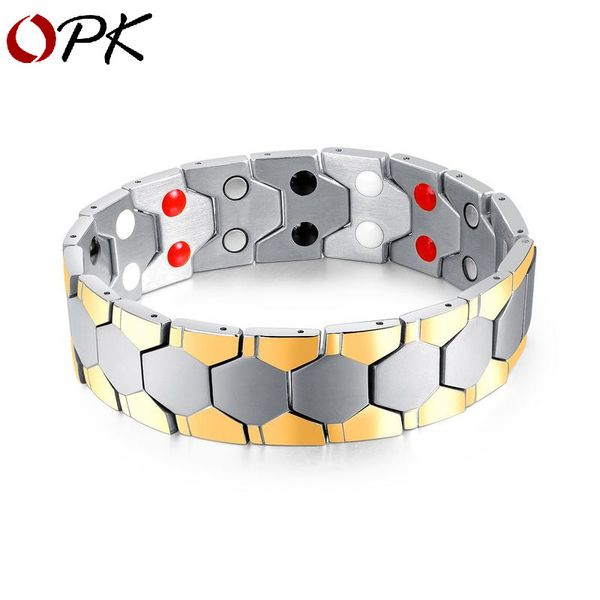

men's gold double magnet bracelet with personality men's health bracelet, Black
