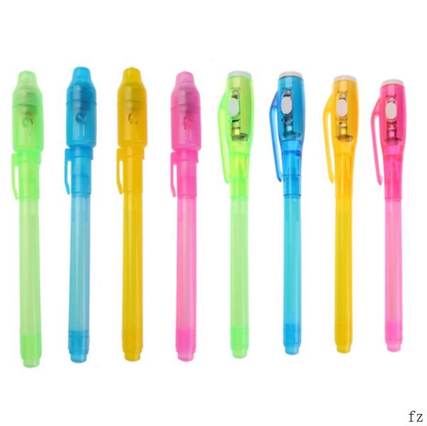 

500 pcs led highlighter pen magic invisible ink pens 2 in 1 uv black light school office drawing pens random color, Blue;orange