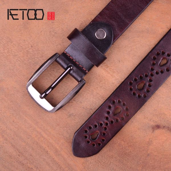 

aetoo belt, women's casual set simple decorative trouser belt, retro pin buckle personality thin belt, Black;brown