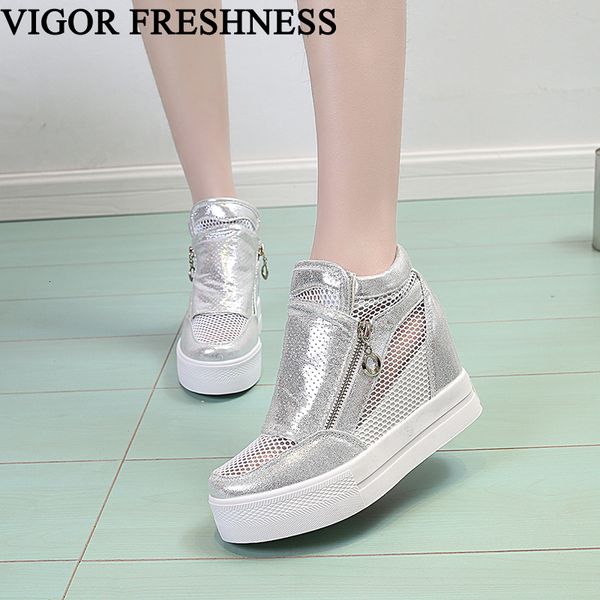 

vigor freshness shoes woman pumps platform white sneakers women shoes wedges heels spike vulcanized elevator autumn wy39, Black