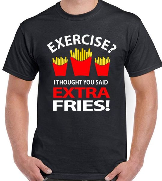 

упражнение больше fries футболка мужская смешной избыточный юмор большой крупногабаритные tops tee shirt, White;black