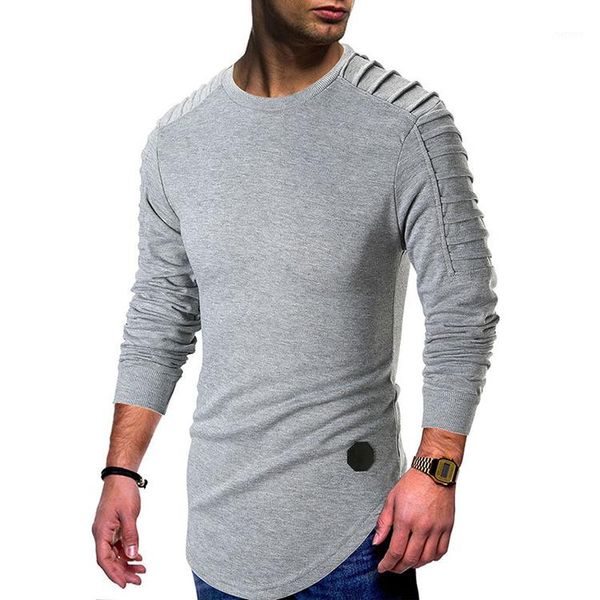 

t shirt longline curved casual tees long sleeved clothes draped mens spring, White;black