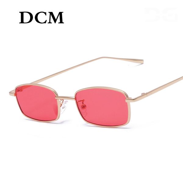 

dcm small narrow rectangle sunglasses women men brand red clear lens skinny slim wire retro sun glasses, White;black