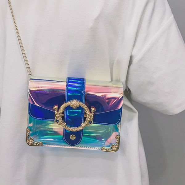 

women laser shouler bag 2019 new jelly bag colorful shoulder bags female portable diagonal package girls fashion handbags