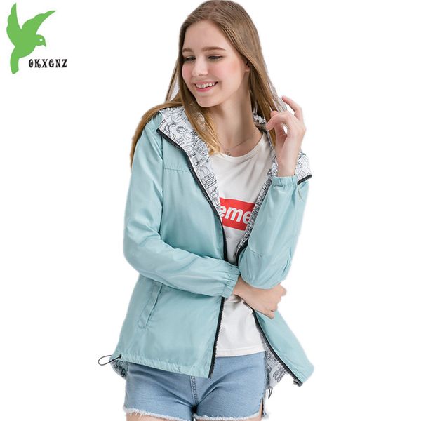 

two sides wear short jacket womens 2018 spring autumn hoodie plus size students outerwear loose thin windbreaker coats 2088, Black;brown