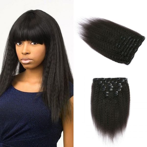120g Kinky Straight Clip In Huamn Hair Extensions Non Processed