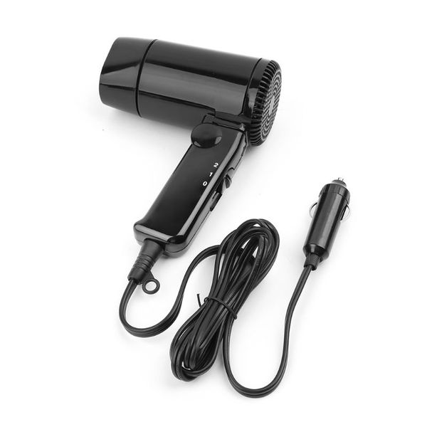 

portable 12v & cold folding camping hair travel car dryer blower window defroster car-styling cigarette lighter plug