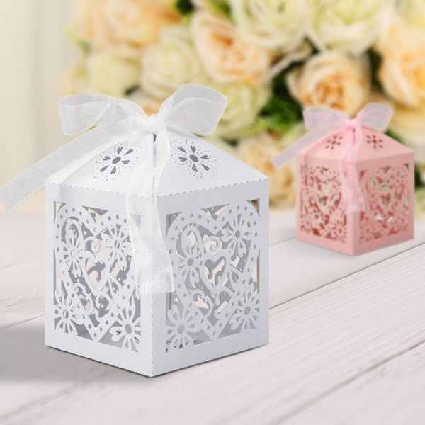 

50 pcs party favor red box with 50 ribbon and blank lovetag wedding deco