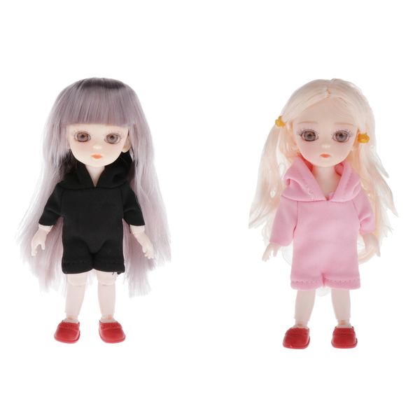

2 pcs children's creative toys doll dress up 16cm/6inch 13 jointed dolls