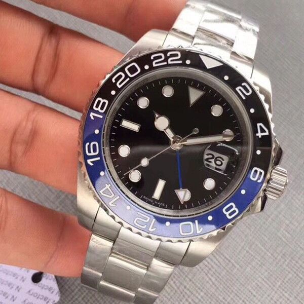 

montre mens designer mechanical watches automatic date blue red ceramic bezel presidential watch wristwatches sapphire glass relojes gift, Slivery;brown