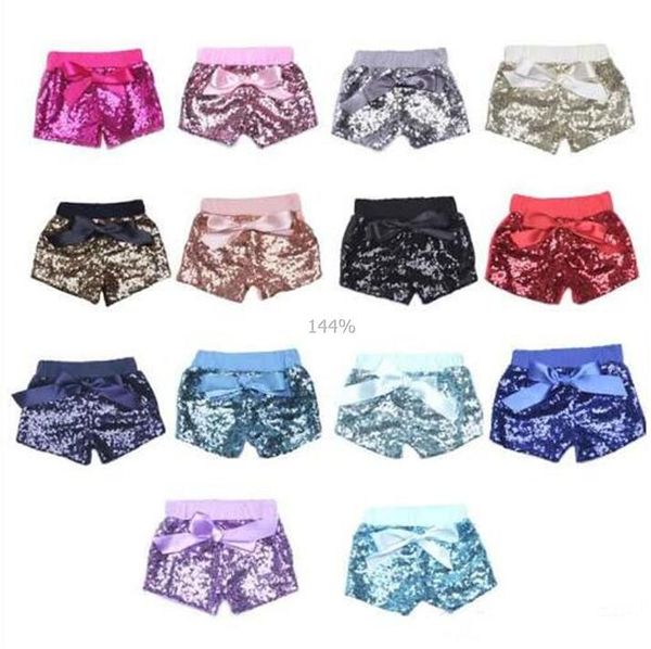 

baby sequins shorts summer pants girls glitter bling dance party shorts sequins costume glow bowknot shorts fashion boutique trousers a2250, Black