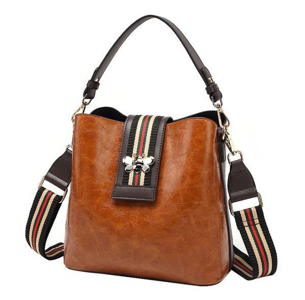 

vintage pu leather crossbody bags for women 2020 new shoulder bag fashion handbags and purses zipper bucket bags