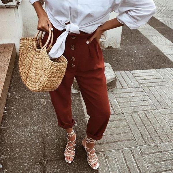 

cotton and linen vintage loose high waist solid color casual fashion harem pants womens designer casual, Black;white