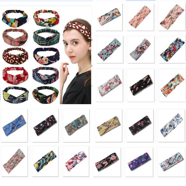 

women headbands girls bohemia hairboho for flower printed hair bands twisted cross elastic head wrap hair accessories party hh9-2412