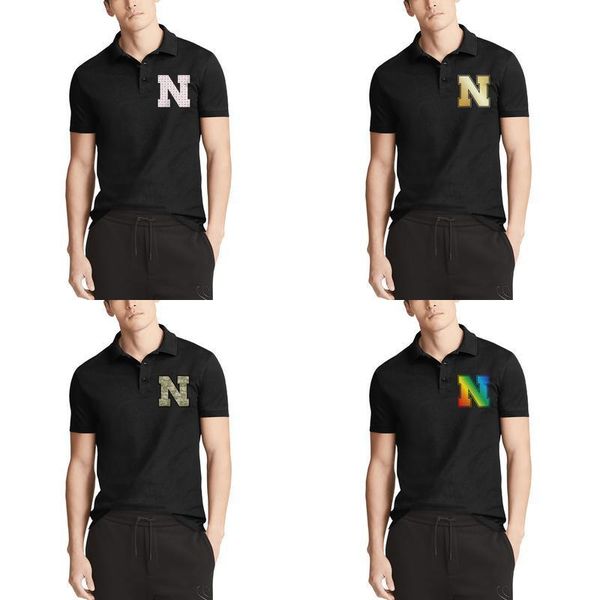 

мужская дизайн печать небраска cornhuskers футбол сердце логотип черный хлопок рубашка поло ретро сделать пиво золото камуфляж гей гордость, White;black