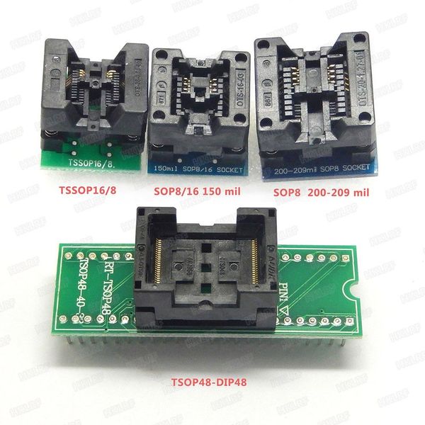 Freeshipping 4 Adapter Tsop48 SOP8 150mil 200mil Tsop16/8 Adapter für RT809H Programmierer Top Qualität