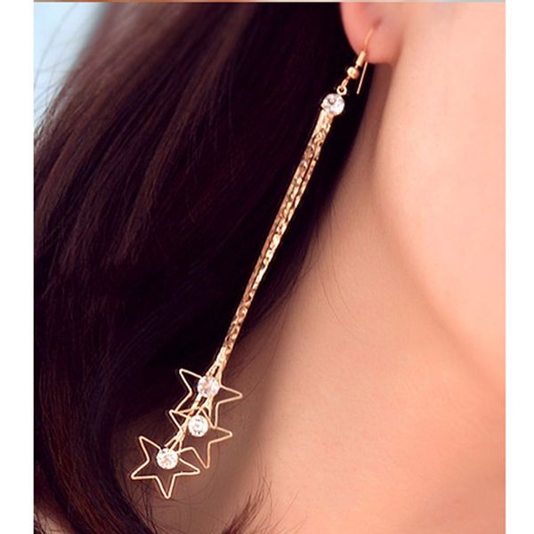 

charm earrings 3 stars tassel hanging earrings danggle and chandelier ear jewelry for women gifts for her, Silver