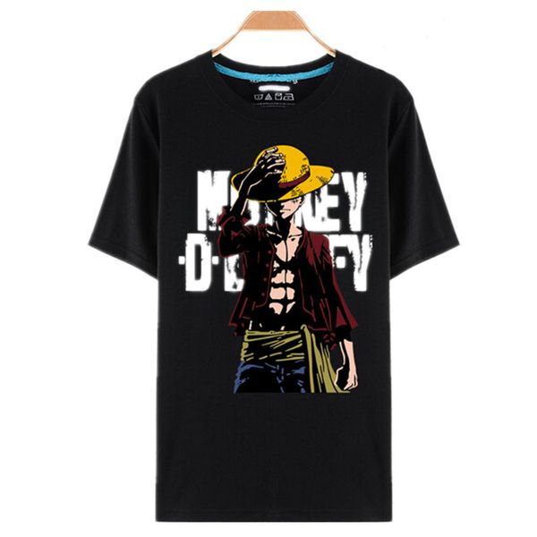 

One Piece T Shirts Luffy Straw Hat Japanese Anime T Shirts O -Neck Black T -Shirt For Men Anime Design One Piece T-Shirt Camisetas