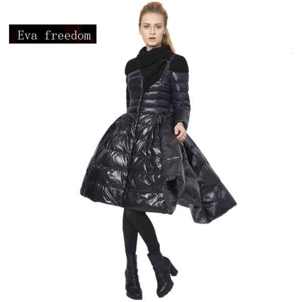 

2019 new fashion brand big swing 90% white duck down parkas coat europe creative design camouflage longer thicker jacket w1234, Black