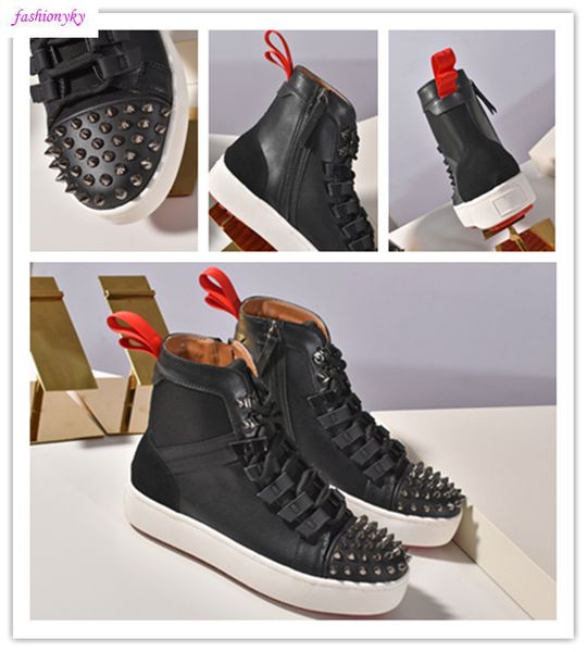 

latest new krystal spike sock donna flat neoprene sneakers luxury mens red bottoms shoes womens rivet spiky sock junior size 35, Black