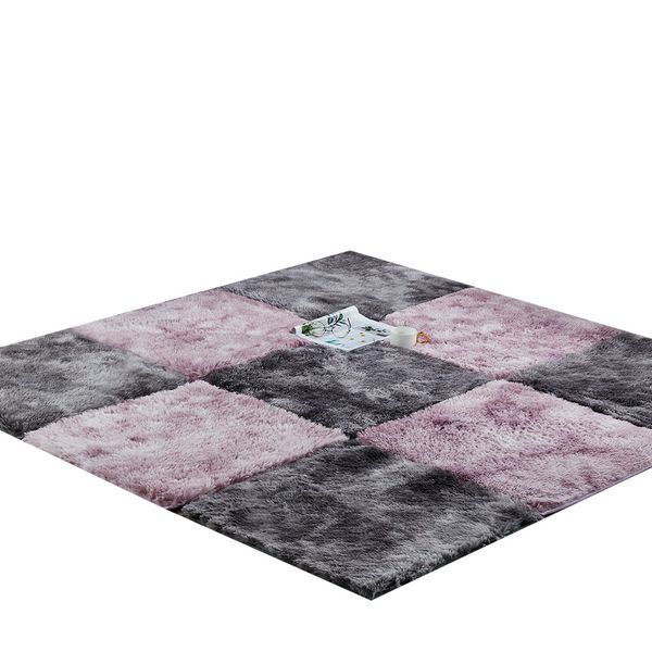 Cilected Luxury Diy Stitching Square Rug Bedroom Shaggy Carpet For