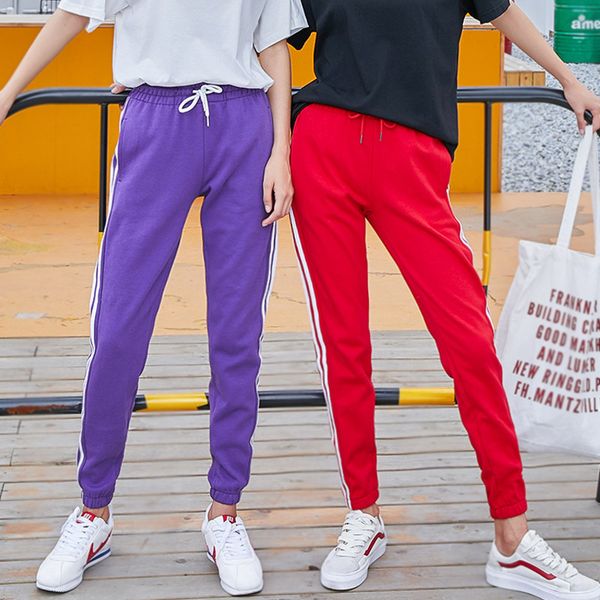 

women's pants & capris women casual print striped loose running sports workout trousers joggers sportswear fitness drawstring, Black;white
