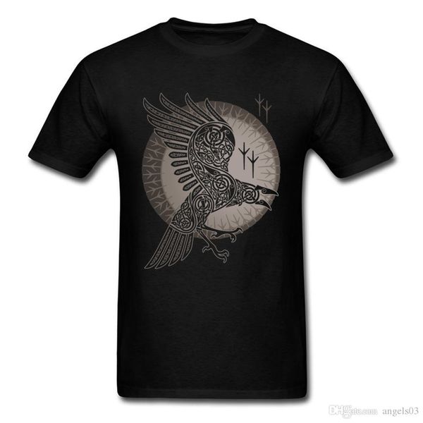 

norse raven t-shirt mystery graphic t shirt game of thrones viking crow clothes men tshirt cotton black tees, White;black